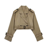 Women Trench Coat Belt Casual Trench Coat