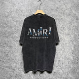 Amiri washed t-shirt double-sided rose printing short sleeves