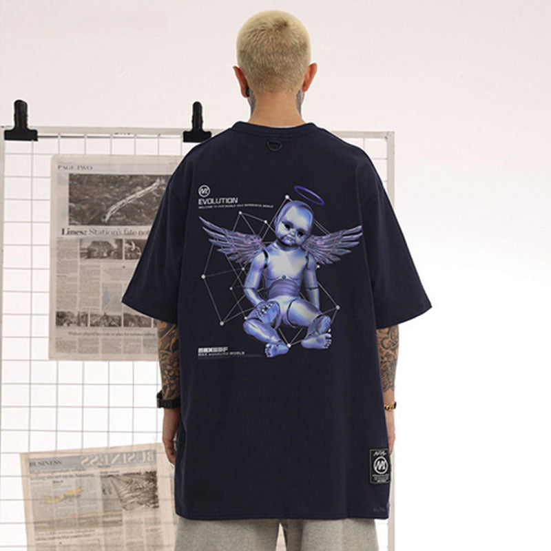 Men T-Shirt Heavy Metal Punk Loose Couple