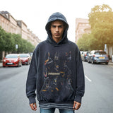 Mens Vintage Hoodie Portrait Print Hooded Sweater