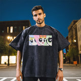 Mens Vintage T Shirt Printed Washed Old Short Sleeve T-Shirt