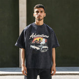 Mens Vintage T Shirt Portrait Print Short Sleeve T-Shirt