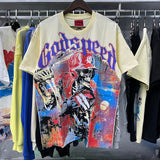 Godspeed T Shirts Skull Baseball Players Printed Cotton Casual Short Sleeves Men and Women