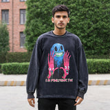 Mens Vintage Long Sleeve Shirt Printed Casual Couple Top
