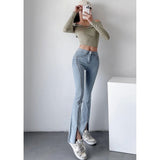 Women Jeans Hot Girl Stitching Bell-Bottom Pants