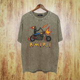 Amiri washed t-shirt motorcycle skull printing short sleeves