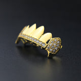 Grillz Hip Hop AAA Zircon Real Gold Plated Pointed Braces