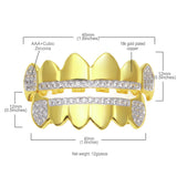 Grillz Hip Hop AAA Zircon Real Gold Plated Pointed Braces