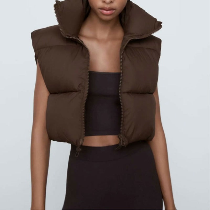 Women Vest Fashion Casual Cotton-Padded Jacket Vest