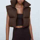 Women Vest Fashion Casual Cotton-Padded Jacket Vest