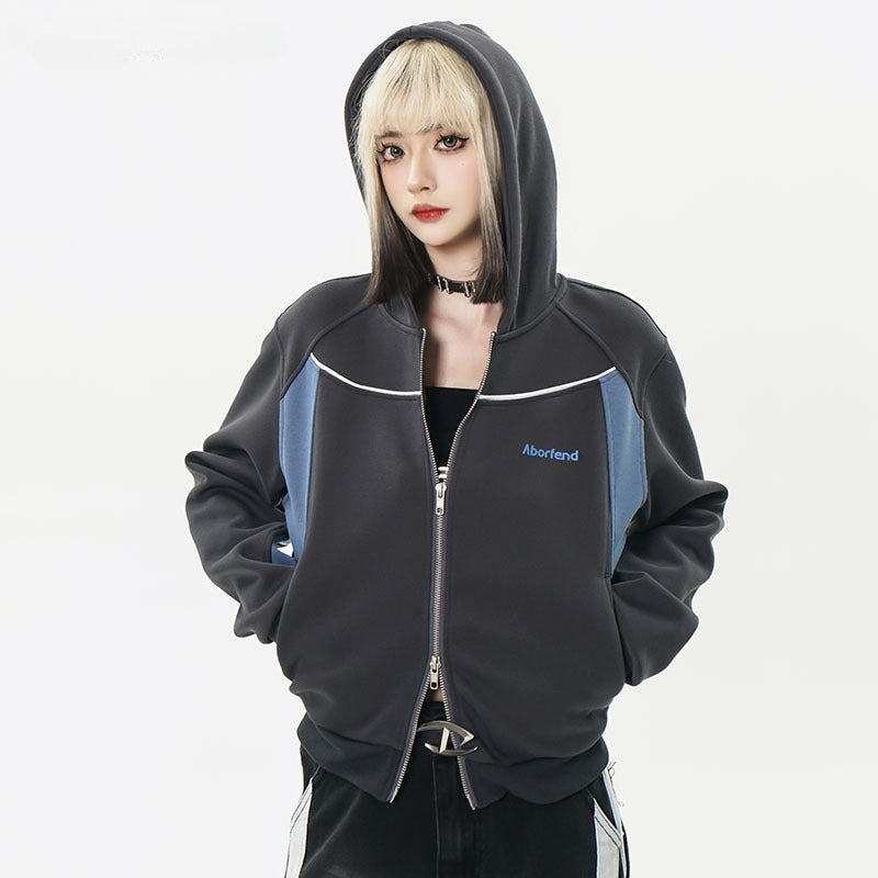 Women Jackets Retro Patchwork Sports College Style