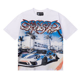 Godspeed T Shirts Supercar Beach Road Print Cotton Casual Short Sleeves Men and Women