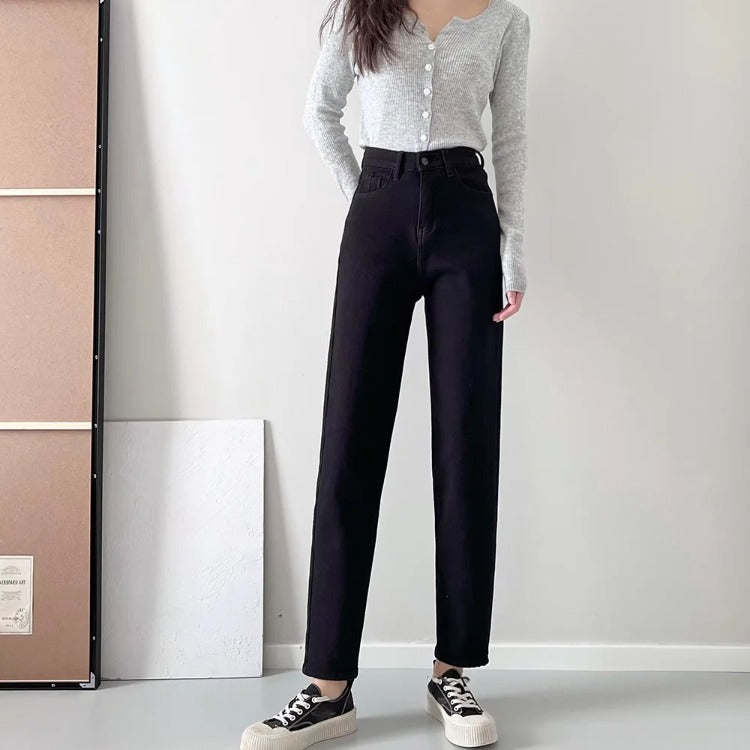 Women Jeans Fleece-lined Slim Fit Thickened Slimming