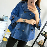 Women Trench Coat Loose Denim Cape Coat