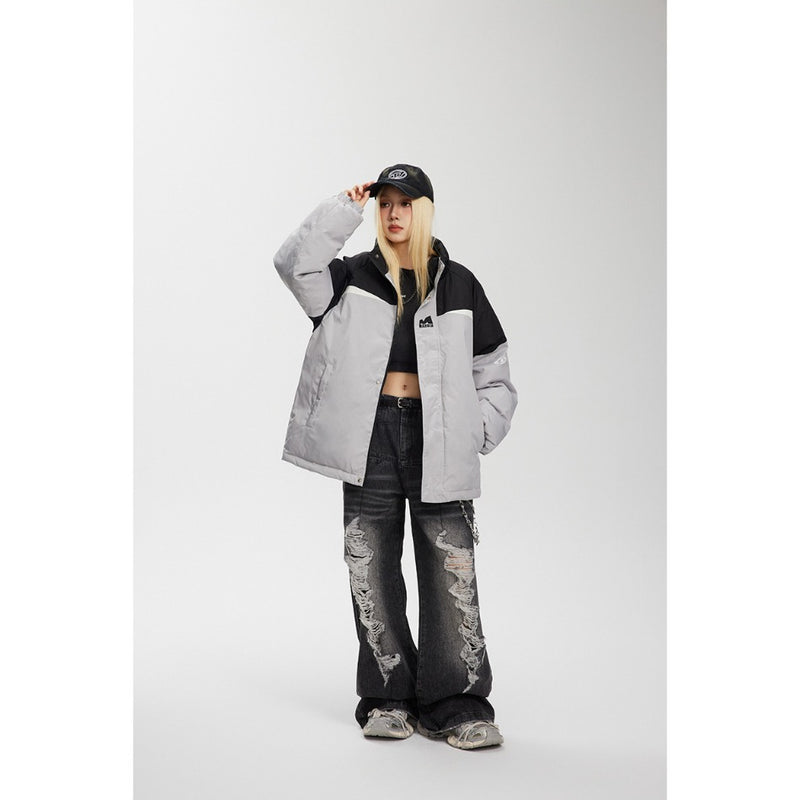 Unisex Coat Loose Thick Stand-up Collar Cotton-Padded Coat Coat