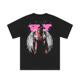 Vlone T Shirts Rapper Character Culture Big V Short Sleeve T-shirt Men and Women High Street Half Sleeve