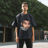 Mens Vintage T Shirt Portrait Print Short Sleeve T-Shirt