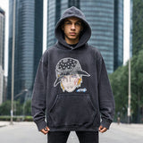 Mens Vintage Hoodie print wash jacket sweater