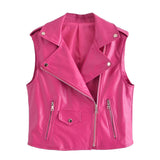 Women Vest Imitation Leather Vest Cool