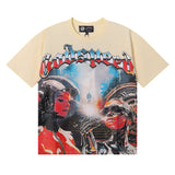 Godspeed T Shirts Astronaut Robot Printed Cotton Casual Short Sleeve Men and Women