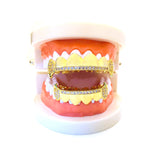 Grillz Hip Hop AAA Zircon Real Gold Plated Pointed Braces