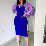 Women Dress Printing Stitching Hip Dress
