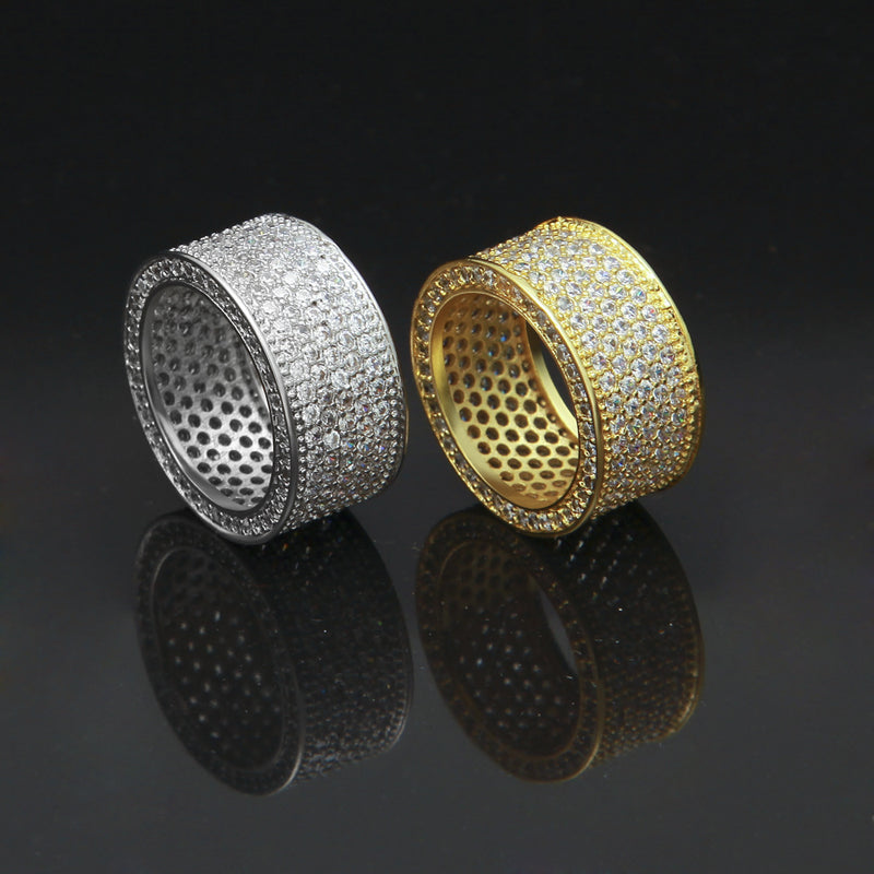 Rings Gold Plated BlingBling Micro Set Zircon Ring Hip Hop Royalty