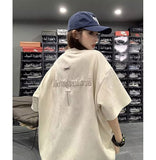 Men T Shirt Vintage Embroidered Heavy Loose Suede