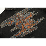 Unisex Denim Jacket Old Patch Embroidered Denim Jacket