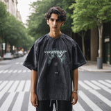 Mens Vintage T Shirt Washed Short Sleeve T-Shirt Men's and Women's