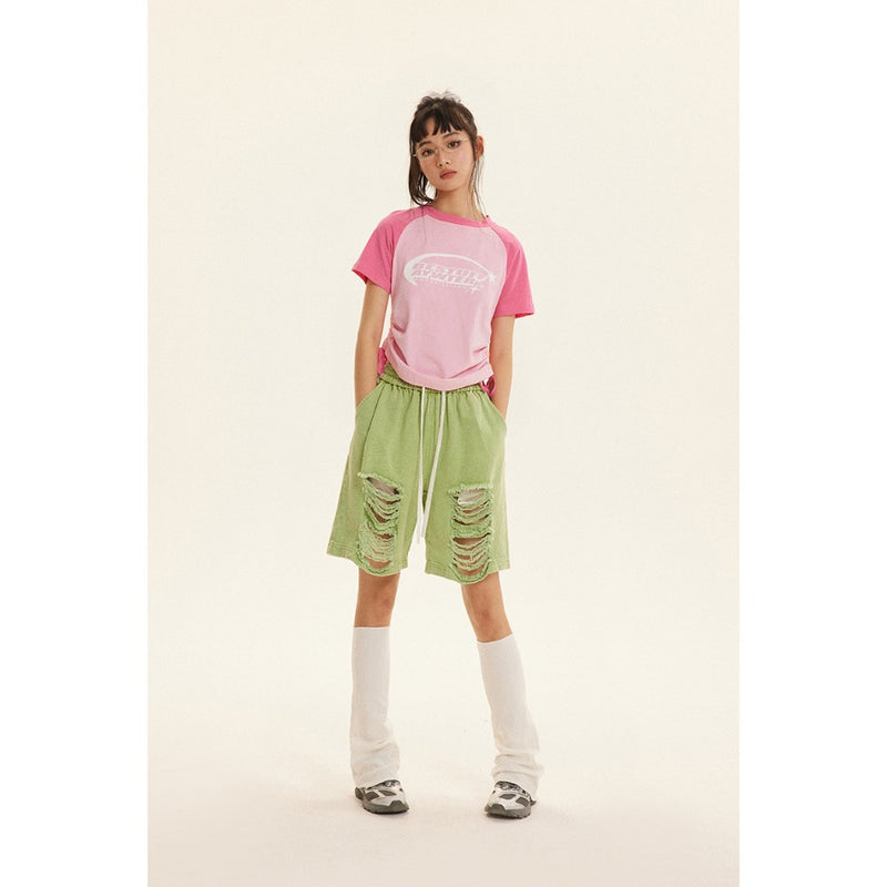 Unisex Shorts Ripped Denim Shorts Loose Summer