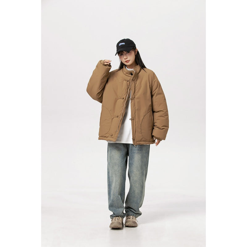 Unisex Coat Chinese Style Loose Lapel Cotton Coat