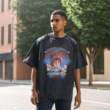 Mens Vintage T Shirt Printed Washed Old Short Sleeves