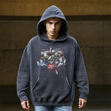 Mens Vintage Hoodie Print Casual Hooded