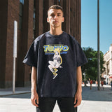 Mens Vintage T-Shirt Printed Loose Short Sleeve T-Shirt