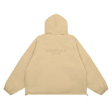 Unisex Coat FOG LOGO Zipper Ess Double Thread Hooded Cotton Clothing