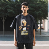 Mens Vintage T Shirt Print Wash Print Short Sleeve