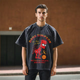 Men Vintage T Shirt Print Washed Vintage
