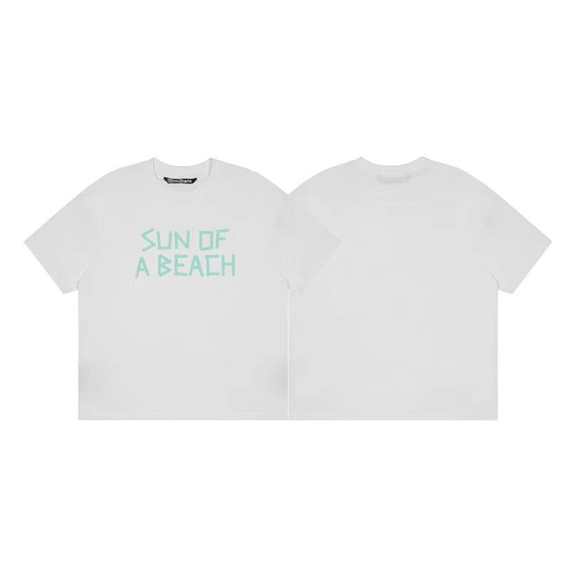 Palm Angels T Shirts English Letter Short Sleeve T-shirt Men's Loose Half Sleeve