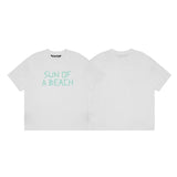 Palm Angels T Shirts English Letter Short Sleeve T-shirt Men's Loose Half Sleeve
