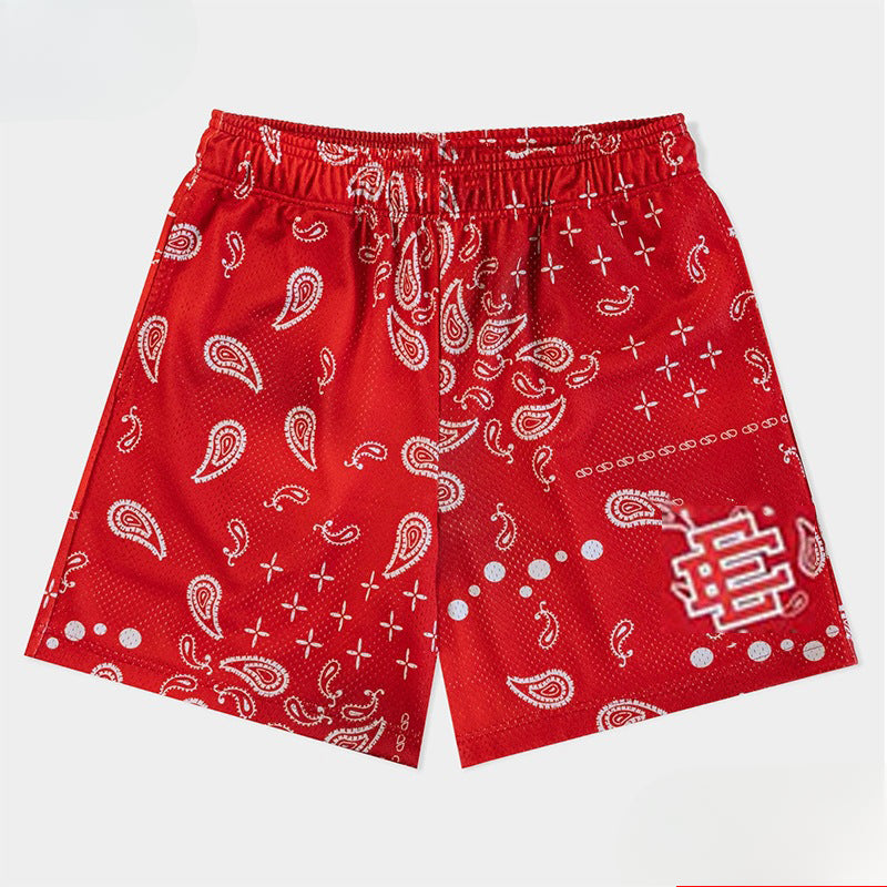 Eric Emanuel EE Shorts Cashew Flower Retro Mesh Shorts Summer Sports Casual Swimsuit Quick Drying