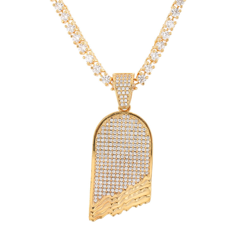 Jewelry Micro-set Zircon 18K Gold Plated Two-Tone Broken Skateboard Pendant Spectrum Jesus Pieces Royalty