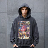 Mens Vintage Hoodie Washed Old Hooded Sweater
