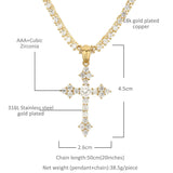 Jewelry Stainless Steel Cross Necklace Vintage AAA Zircon Pendant Necklace Crosses Spectrum St. Valentine's