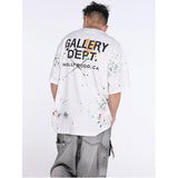 Unisex T-Shirts GALLERY DEPT Hand Painted Ink Splashing Graffiti Loose Tee
