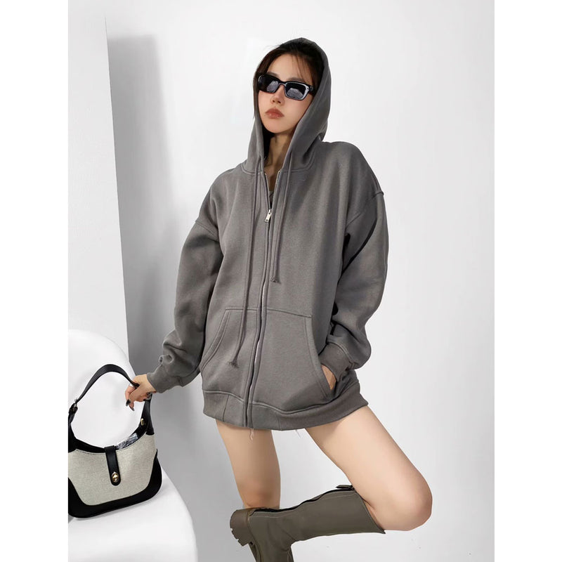 Women Hoodie Fleece-lined Thick Loose Warm