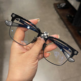 CHH Chrome Hearts Glasses pure titanium semi-square large face men and women retro trendy myopia flat light