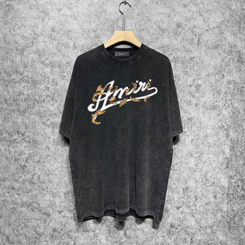 Amiri washed t-shirt ye manletter printing short sleeve
