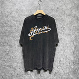 Amiri washed t-shirt ye manletter printing short sleeve