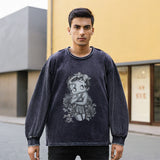 Mens Vintage Long Sleeve Shirt Vintage Wash Long Sleeve T-Shirt